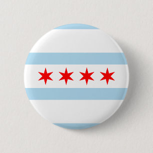 Flagga of Chicago, Illinois Button Knapp