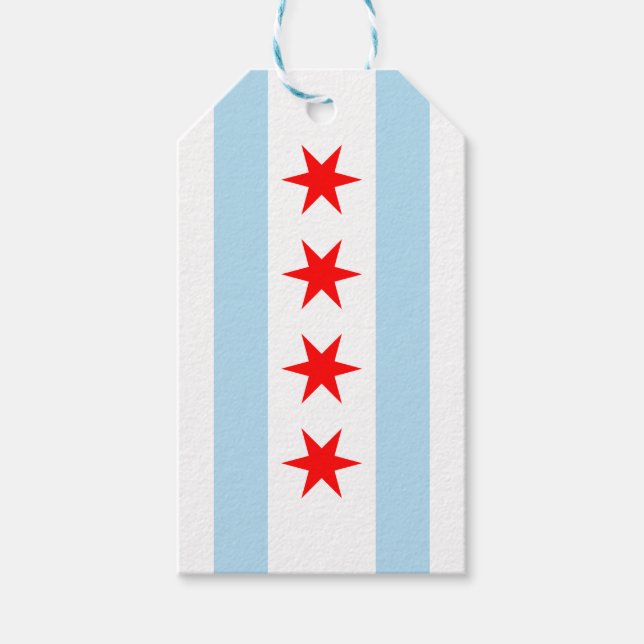 Flagga of Chicago, Illinois Gift Märkres Presentetikett (Framsidan)