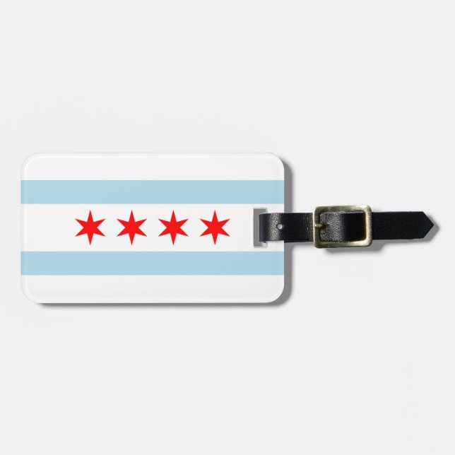 Flagga of Chicago, Illinois Luggage Tag Bagagebricka (Horisontell Framsida)