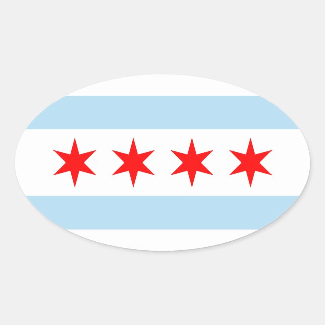 Flagga of Chicago, Illinois Ovalt Klistermärke (Framsida)