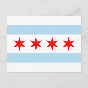 Flagga of Chicago, Illinois Postcard Vykort