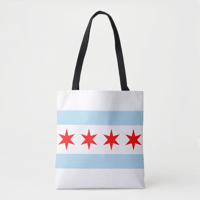 Flagga of Chicago, Illinois Tote Bag Tygkasse (Framsida)