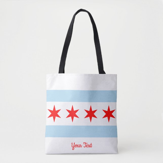 Flagga of Chicago, Illinois Tote Bag Tygkasse (Framsida)
