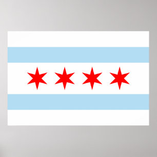 Flagga of Chicago Print Poster