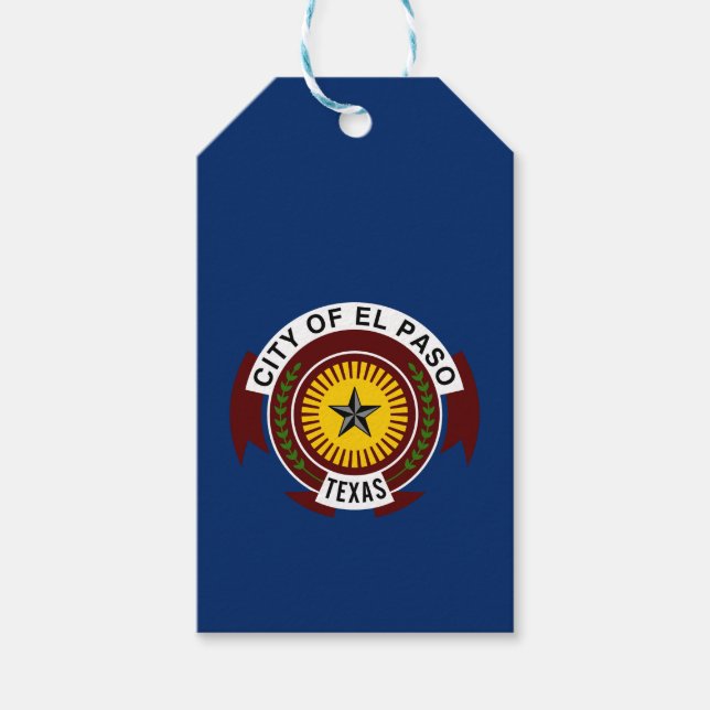Flagga of City El Paso, Texas Gift Märkres Presentetikett (Framsidan)