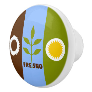 Flagga of city Fresno, California Ceramic Knob Knopp