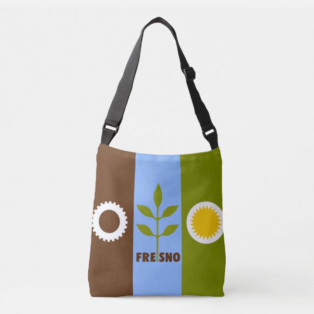 Flagga of city Fresno, California Crossbody Bag Axelväska (Framsida)