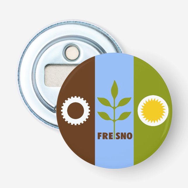 Flagga of city Fresno, California Flaska Open er Flasköppnare (Framsidan)