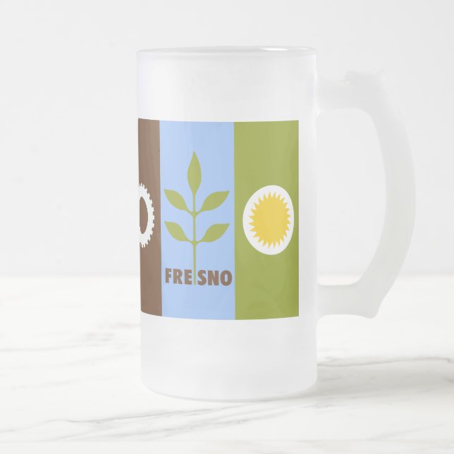 Flagga of city Fresno, California Frosted Glass B Frostat Ölglas (Höger)