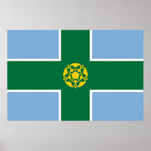 Flagga of Derbyshire (England, Förenade kungariket Poster