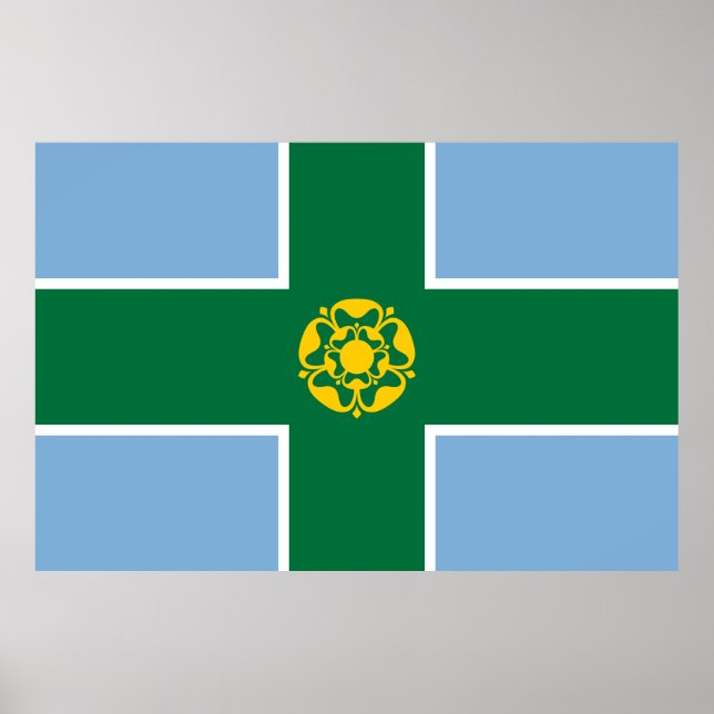 Flagga of Derbyshire (England, Förenade kungariket Poster (Framsidan)