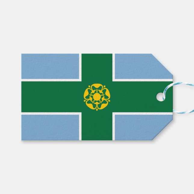 Flagga of Derbyshire (England, Förenade kungariket Presentetikett (Framsidan (Horisontell))
