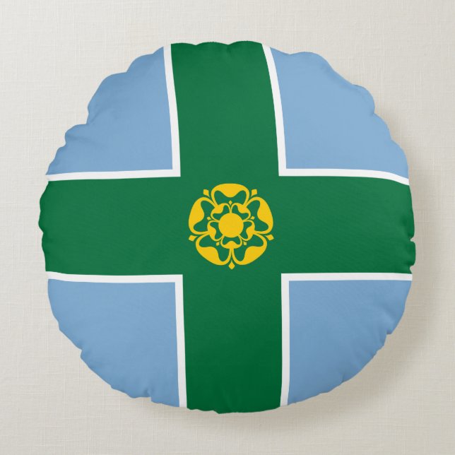 Flagga of Derbyshire (England, Förenade kungariket Rund Kudde (Framsidan)