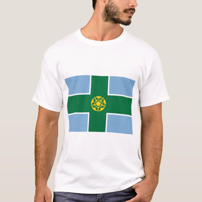 Flagga of Derbyshire (England, Förenade kungariket T Shirt (Framsida)
