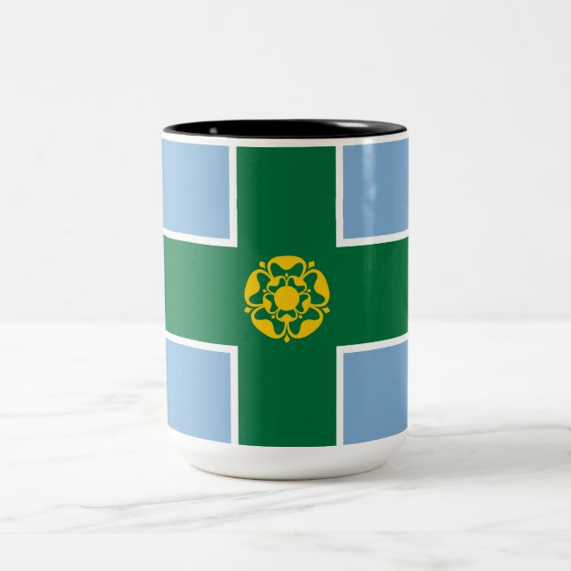 Flagga of Derbyshire (England, Förenade kungariket Två-Tonad Mugg (Center)