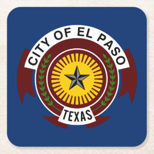 Flagga of El Paso, Texas Square Papper Coaste Underlägg Papper Kvadrat