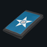Flagga of Houston, Texas Tri-fold Wallet<br><div class="desc">Plånbok med flagga av Houston,  Texas; blå flagga med Houstons försegling i en vit stjärna,  med illustration av tåg</div>