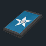 Flagga of Houston, Texas Tri-fold Wallet<br><div class="desc">Plånbok med flagga av Houston,  Texas; blå flagga med Houstons försegling i en vit stjärna,  med illustration av tåg</div>