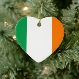 Flagga of Ireland Heart Julgransprydnad Keramik