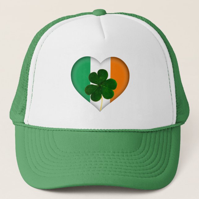Flagga of Ireland Heart Shamrock Klöver St. Patric Keps (Framsida)