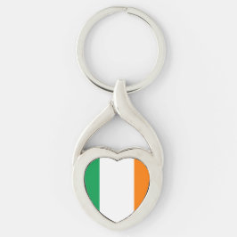 Flagga of Ireland Heart Twisted Heart Silverfärgad Nyckelring