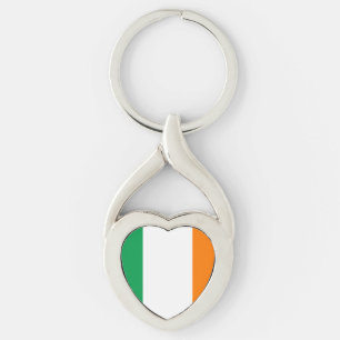 Flagga of Ireland Heart Twisted Heart Silverfärgad Nyckelring