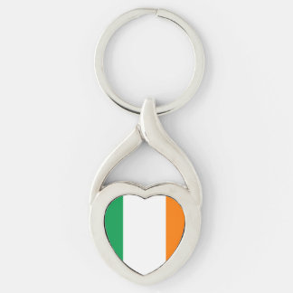 Flagga of Ireland Heart Twisted Heart Silverfärgad Nyckelring