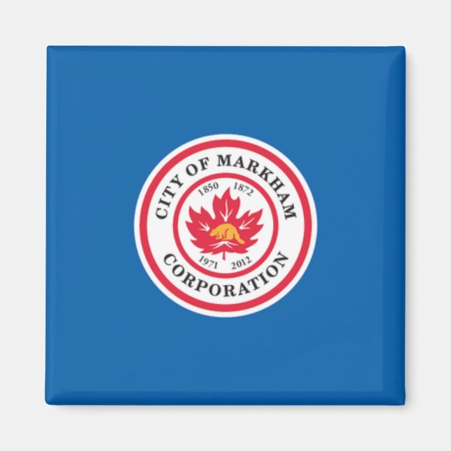 Flagga of Markham (Ontario, Kanada) Magnet (Framsidan)