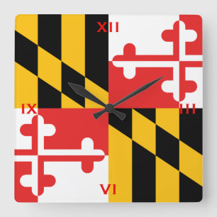 Flagga officiell i delstaten Maryland Fyrkantig Klocka