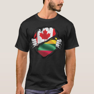 Flagga om rippade rötter i kanadensisk Händer T Shirt