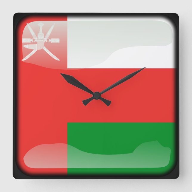 Flagga Oman Fyrkantig Klocka (Framsida)