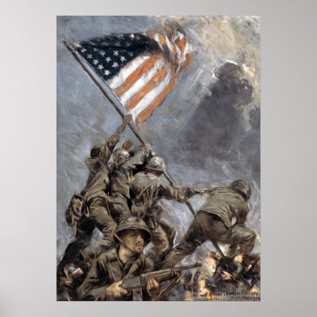 Flagga on Mount Suribachi, Iwo Jima, 1945 Poster (Framsidan)