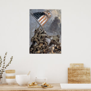 Flagga on Mount Suribachi, Iwo Jima, 1945 Poster