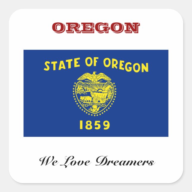 Flagga Oregon Fyrkantigt Klistermärke (Framsida)