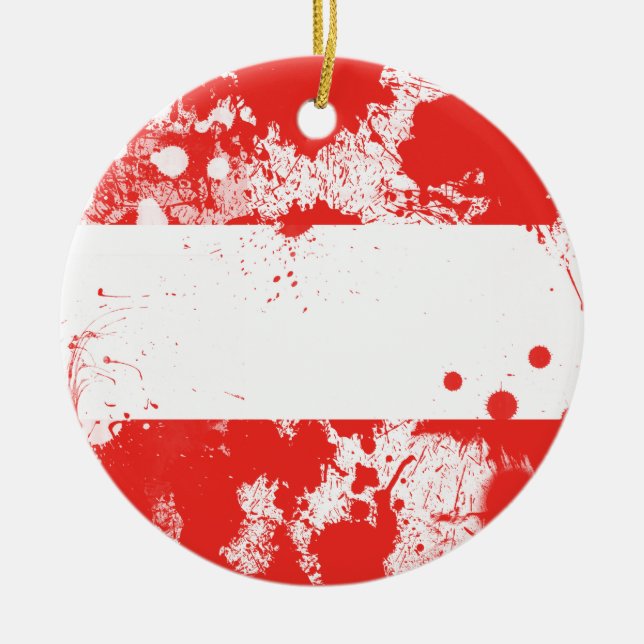 Flagga Österrike Julgransprydnad Keramik (Framsidan)