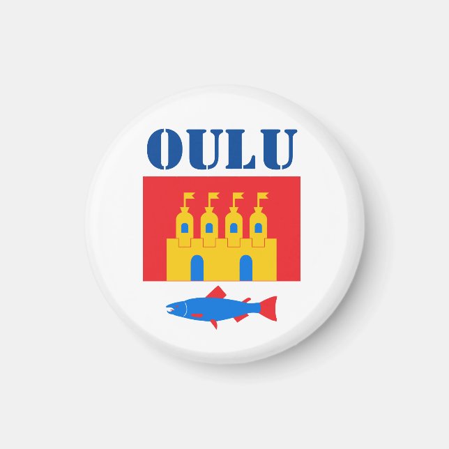 Flagga Oulu, Finland Magnet (Framsidan)
