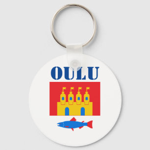 Flagga Oulu, Finland Nyckelring