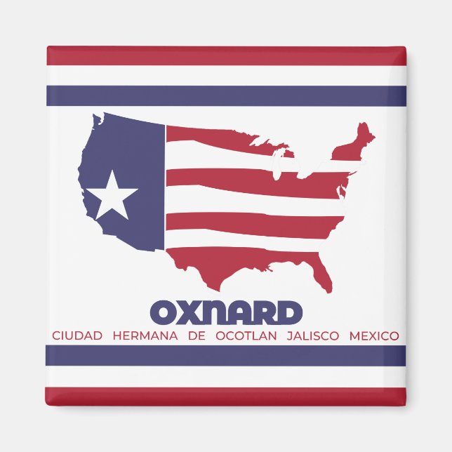 Flagga Oxnard (Kalifornien) Magnet (Framsidan)
