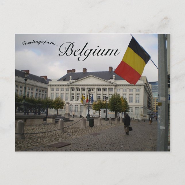 Flagga på Martyrernas torg Bryssel Belgien Vykort (Framsida)
