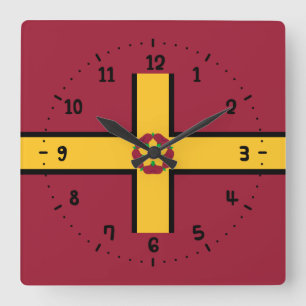 Flagga på Northamptonshire Square Wall Clock Fyrkantig Klocka
