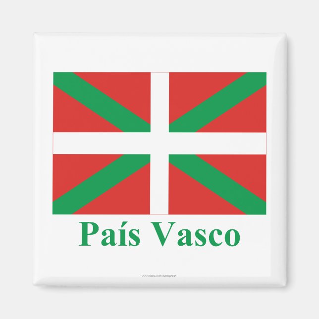 Flagga País Vasco (Euskadi) med namn Magnet (Framsidan)
