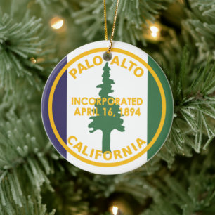 Flagga Palo Alto, Kalifornien Julgransprydnad Keramik