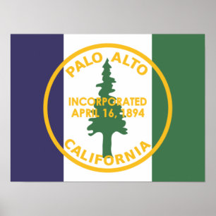 Flagga Palo Alto, Kalifornien Poster
