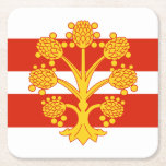 Flagga Papper Underlägg på Westmorland Square<br><div class="desc">Papper underlägg med formgivning med en flagga av det historiska grevskapet Westmorland i England,  Underbara Storbritannien; vitt och rödstrimlat flagga med guldheraldiskt äpple träd i mitten</div>