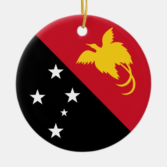 Flagga Papua Nya Guinea Julgransprydnad Keramik (Framsidan)