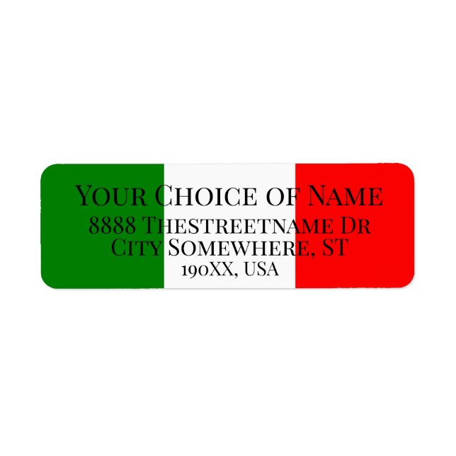 Flagga Patriotic Italien Färg Returadress Etikett (Framsidan)