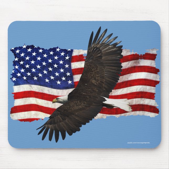 Flagga Patriotic Mousemat, flygande Örn & USA Musmatta (Framsidan)