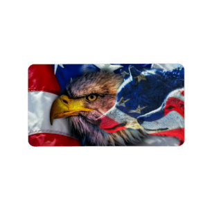 Flagga Patriotic Örn Varg Adressetikett