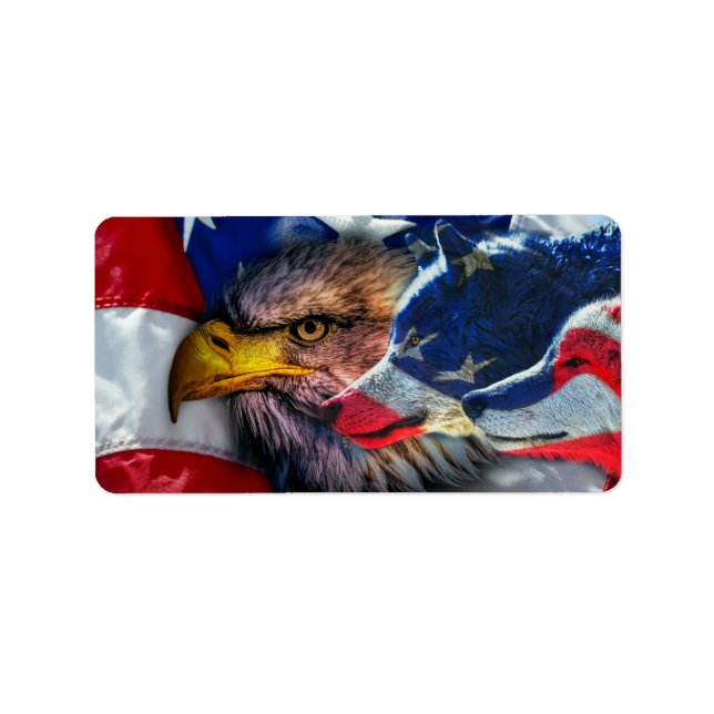 Flagga Patriotic Örn Varg Adressetikett (Framsidan)
