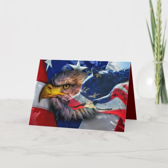 Flagga Patriotic Örn Varg Helgkort (Framsida)
